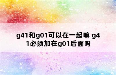 g41和g01可以在一起嘛 g41必须加在g01后面吗